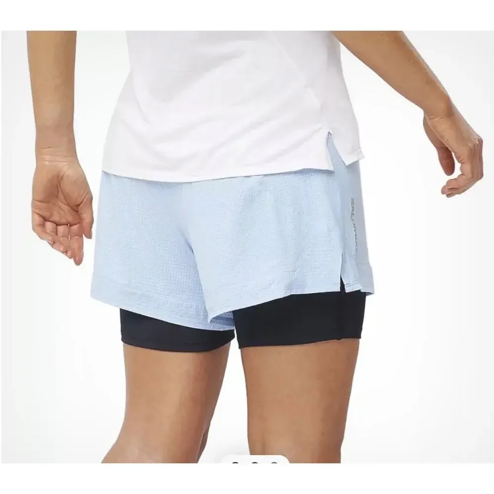 Salomon Women's Sense Aero 2-In-1 Shorts Light Blue Black Medium Outdoor Active